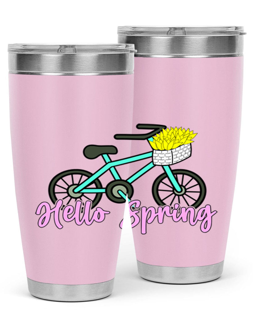 Hello Spring Bicycle with flowers189#- spring- Tumbler