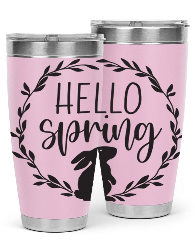 Hello Spring Bunny Wreath192#- spring- Tumbler