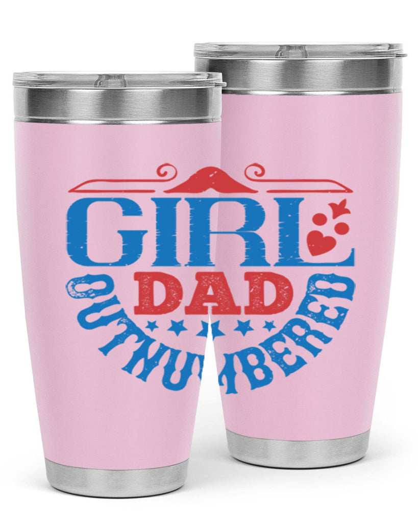 girl dad outnumbered 219#- fathers day- Tumbler