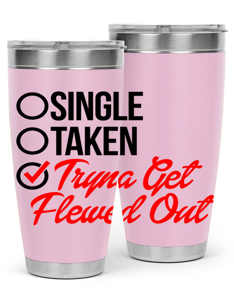 single taken tryna get flewed out 36#- black words phrases- Cotton Tank