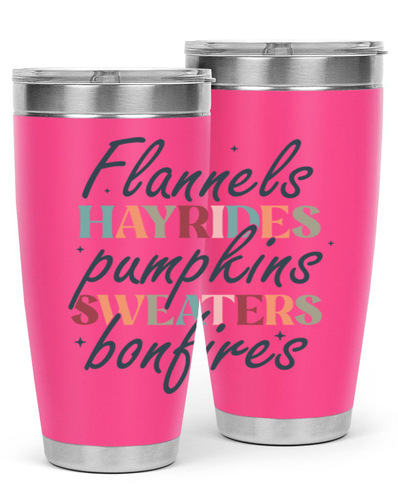 Flannels Hayrides Pumpkins Sweaters Bonfires 184#- fall- Tumbler