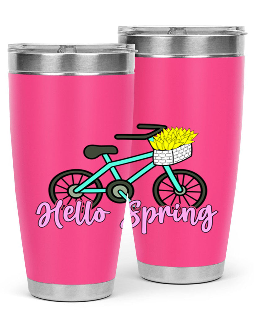 Hello Spring Bicycle with flowers189#- spring- Tumbler