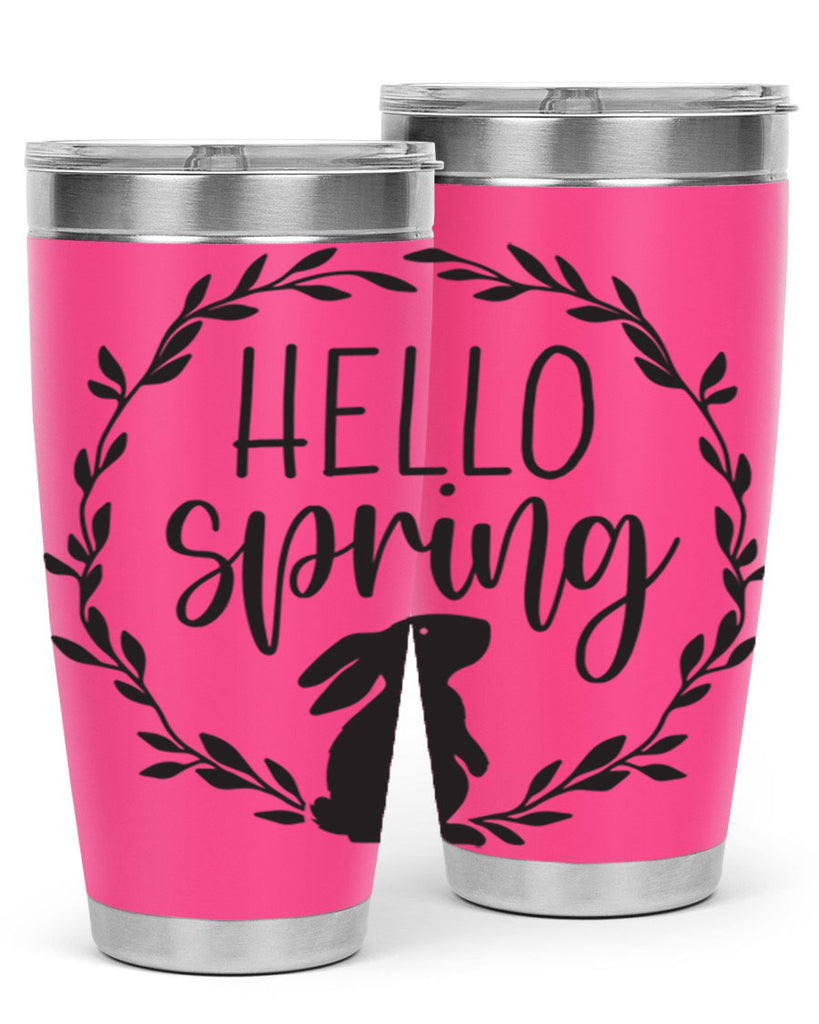 Hello Spring Bunny Wreath192#- spring- Tumbler