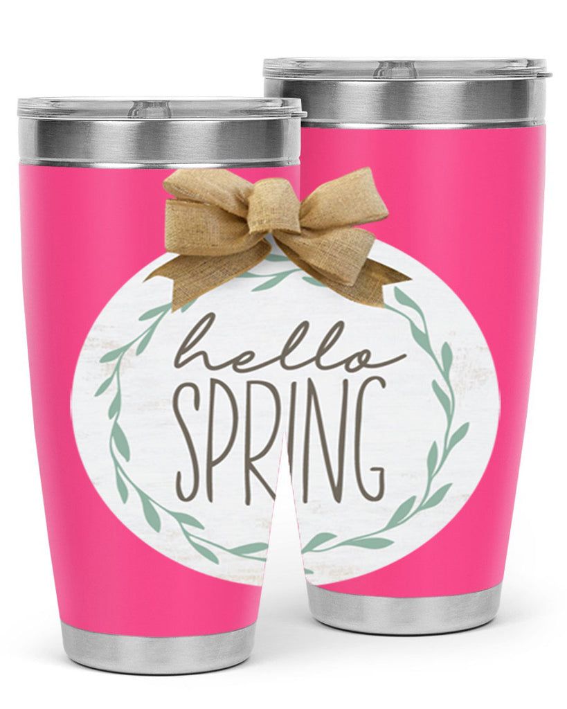 Hello Spring Wreath leaves Mockup209#- spring- Tumbler