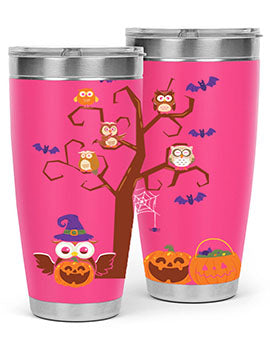 Owl With Pumpkin Halloween Tree A TurtleRabbit 16#- owl- Tumblers