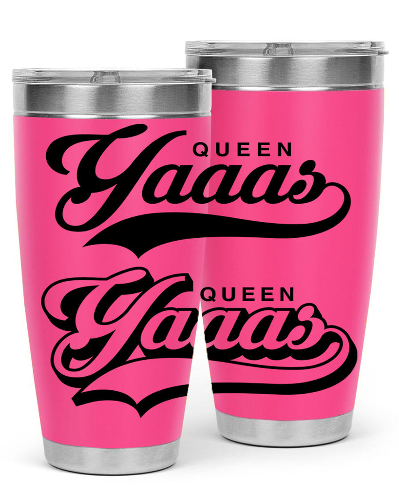 yaaas queen script 5#- black words phrases- Cotton Tank