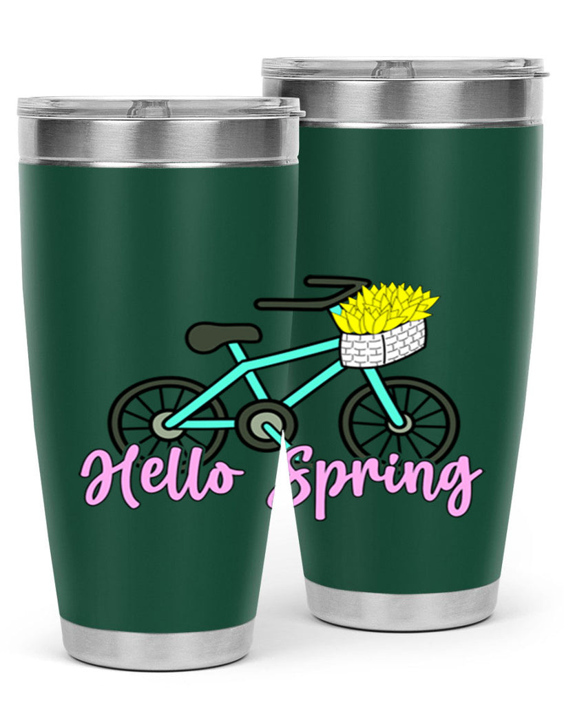 Hello Spring Bicycle with flowers189#- spring- Tumbler