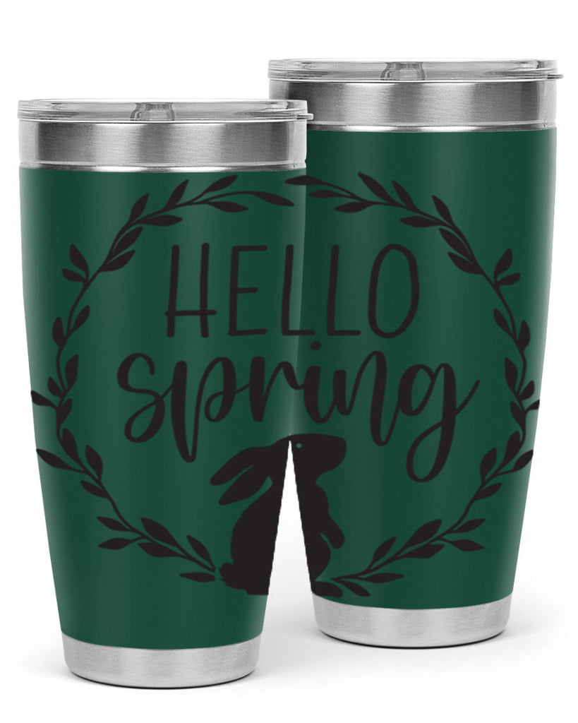 Hello Spring Bunny Wreath192#- spring- Tumbler
