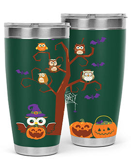 Owl With Pumpkin Halloween Tree A TurtleRabbit 16#- owl- Tumblers
