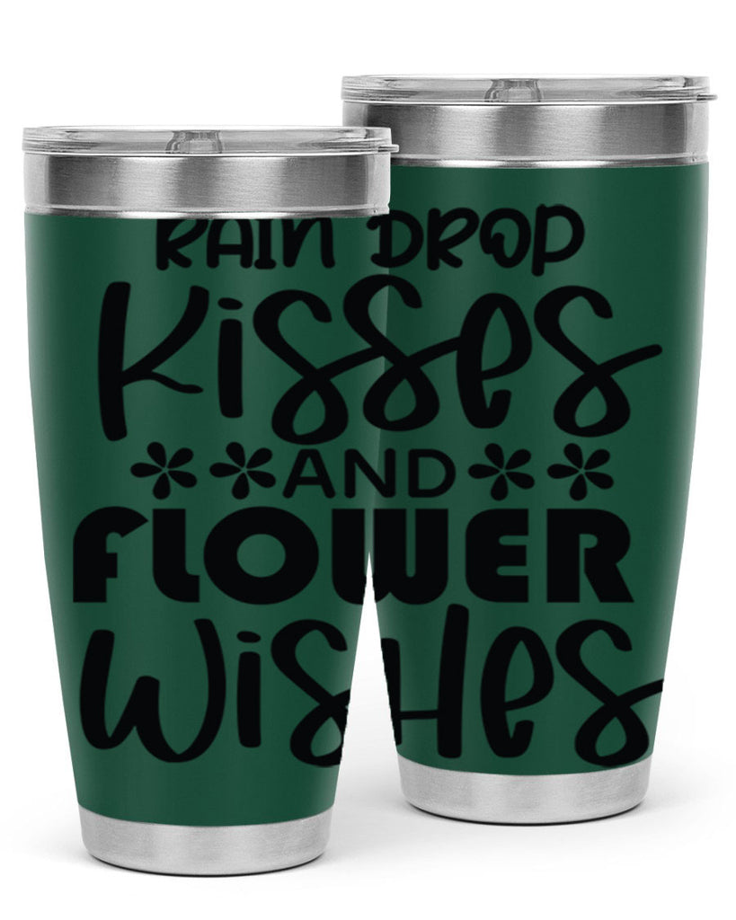 Rain drop kisses and flower 398#- spring- Tumbler