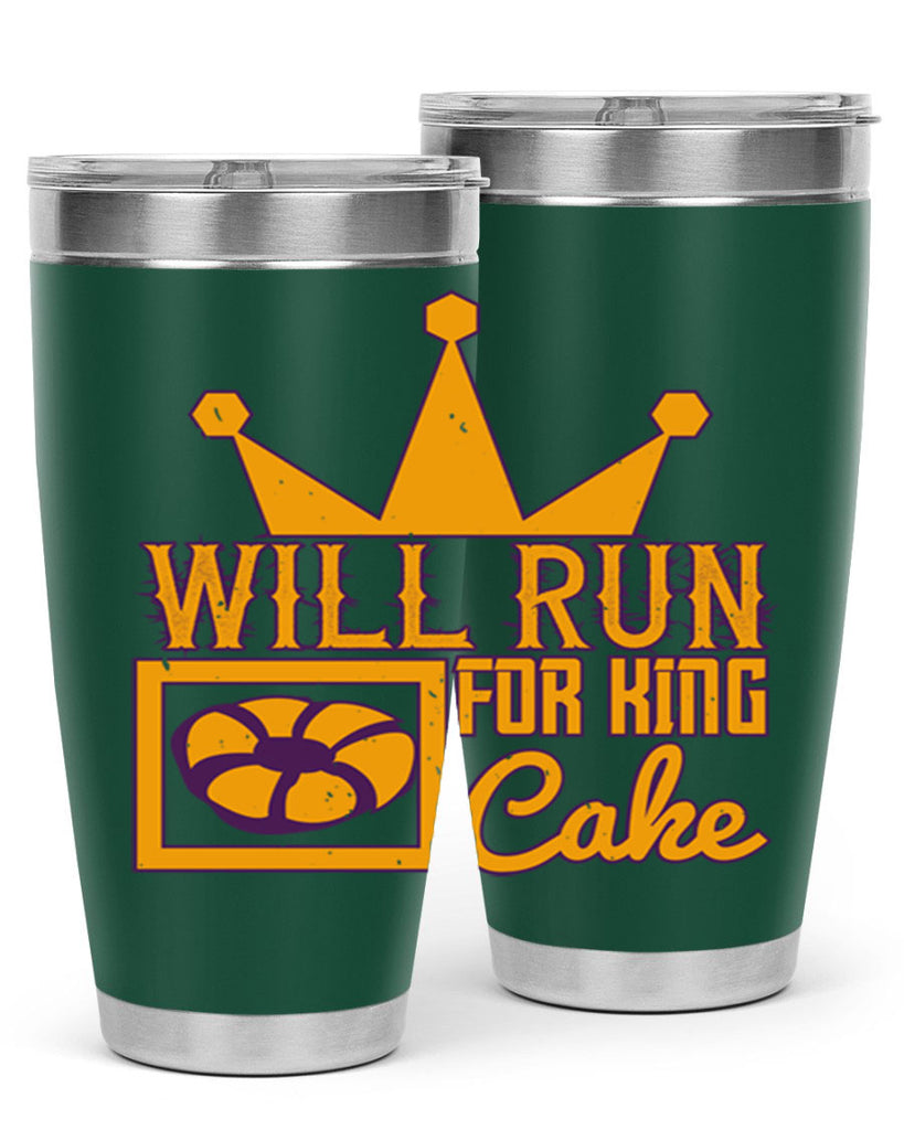 will run for king cake 28#- mardi gras- Tumbler
