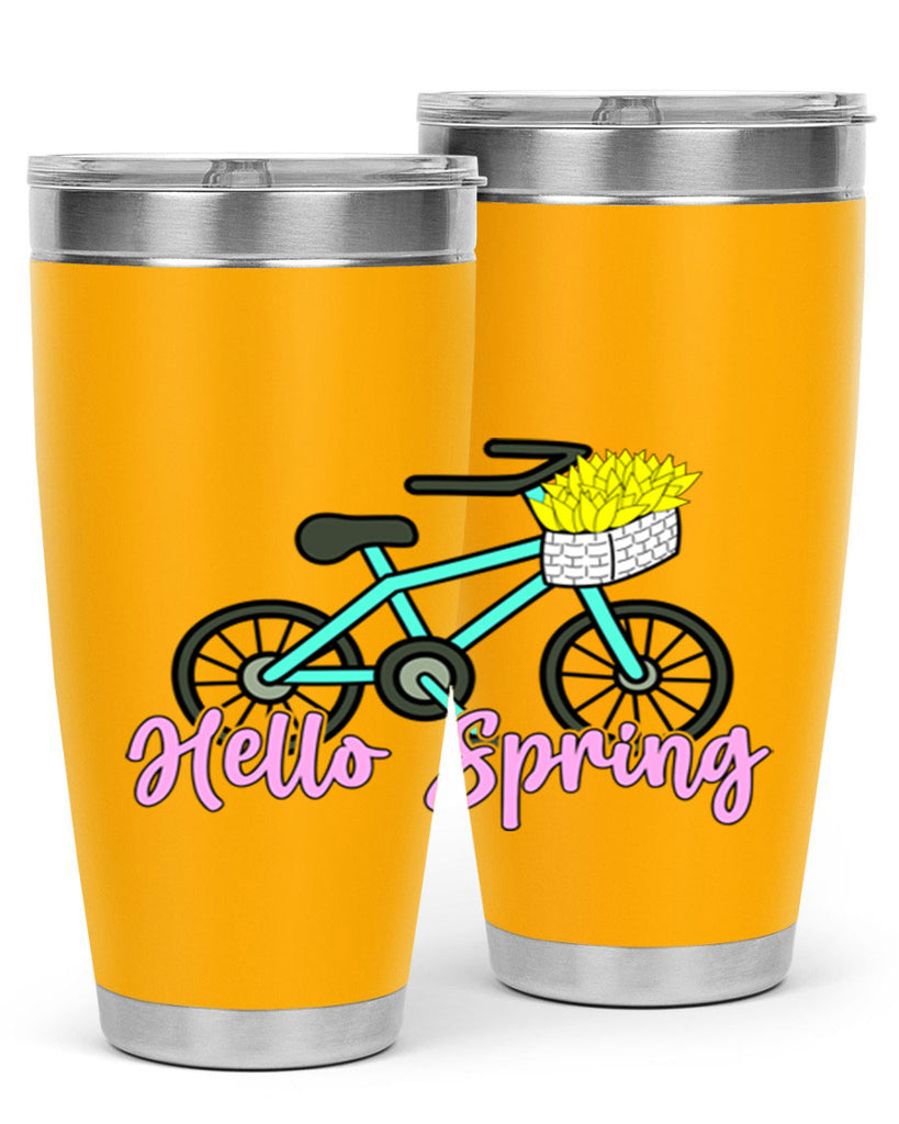 Hello Spring Bicycle with flowers189#- spring- Tumbler