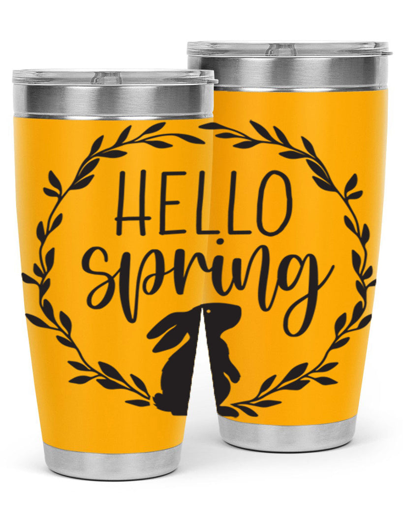 Hello Spring Bunny Wreath192#- spring- Tumbler