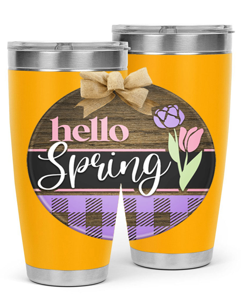 Hello spring plaid Mockup205#- spring- Tumbler