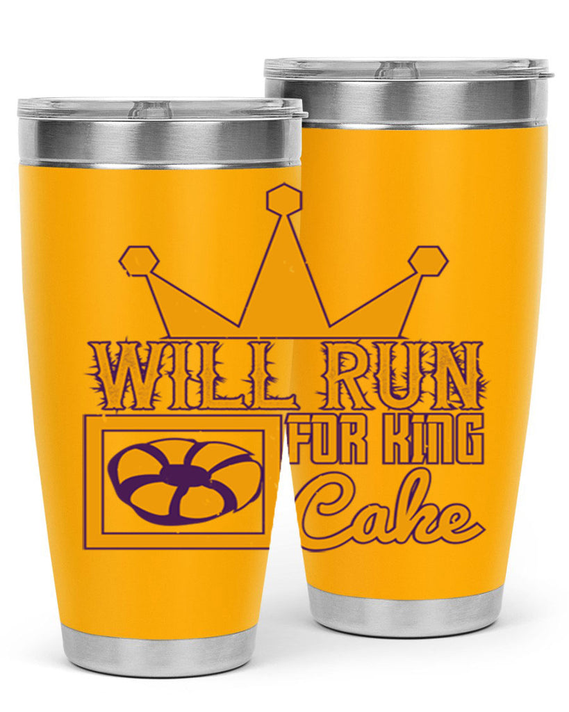 will run for king cake 28#- mardi gras- Tumbler