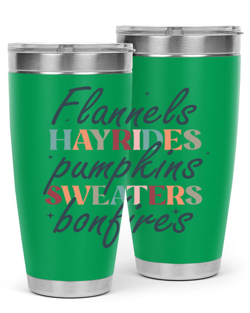 Flannels Hayrides Pumpkins Sweaters Bonfires 184#- fall- Tumbler