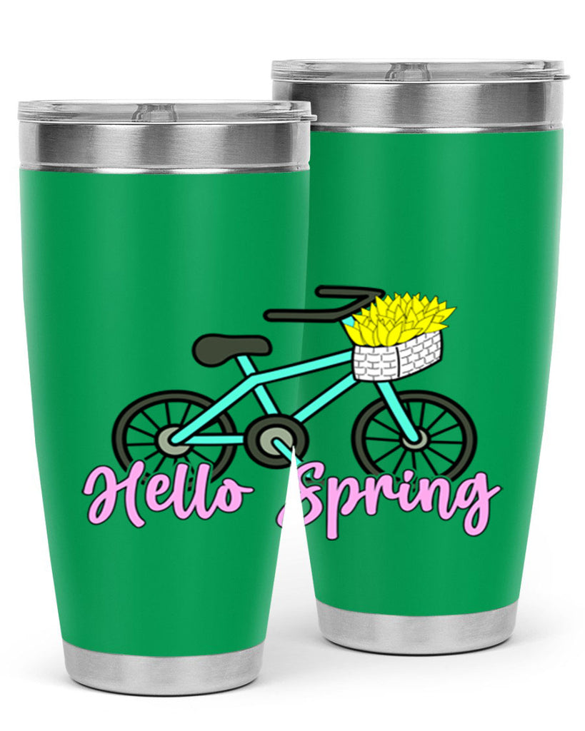 Hello Spring Bicycle with flowers189#- spring- Tumbler