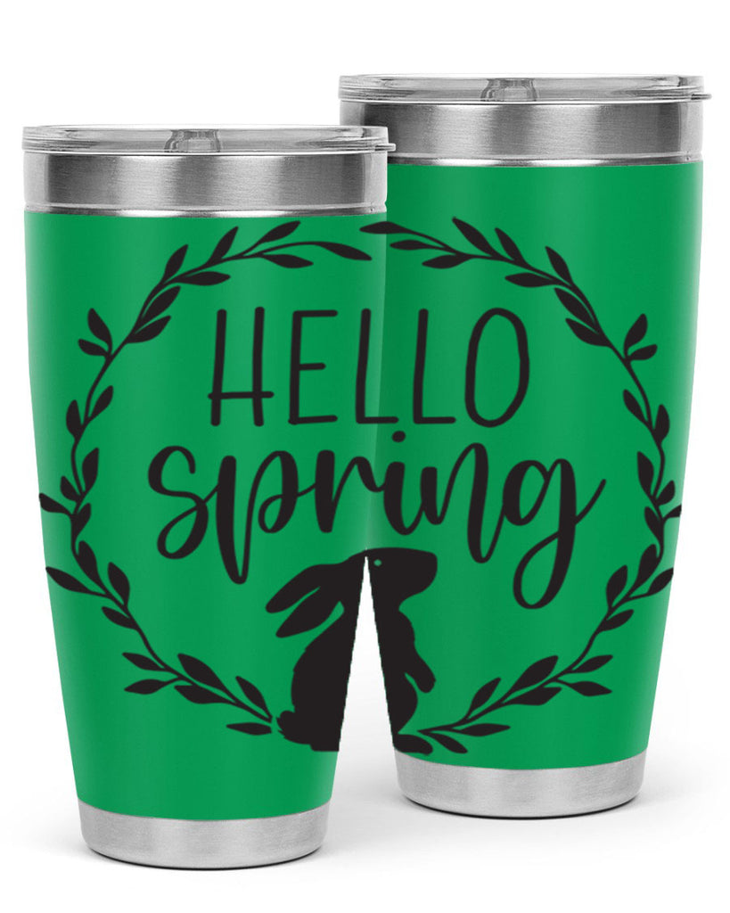 Hello Spring Bunny Wreath192#- spring- Tumbler