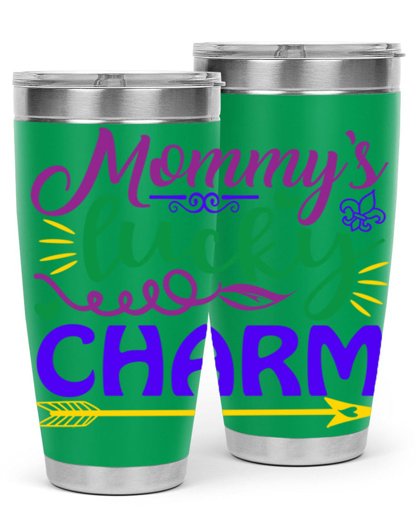 mommys lucky charm 6#- mardi gras- Tumbler