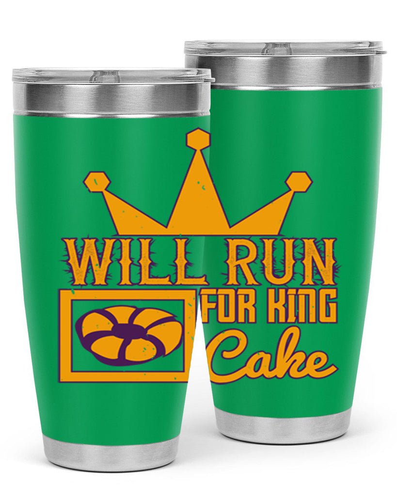 will run for king cake 28#- mardi gras- Tumbler