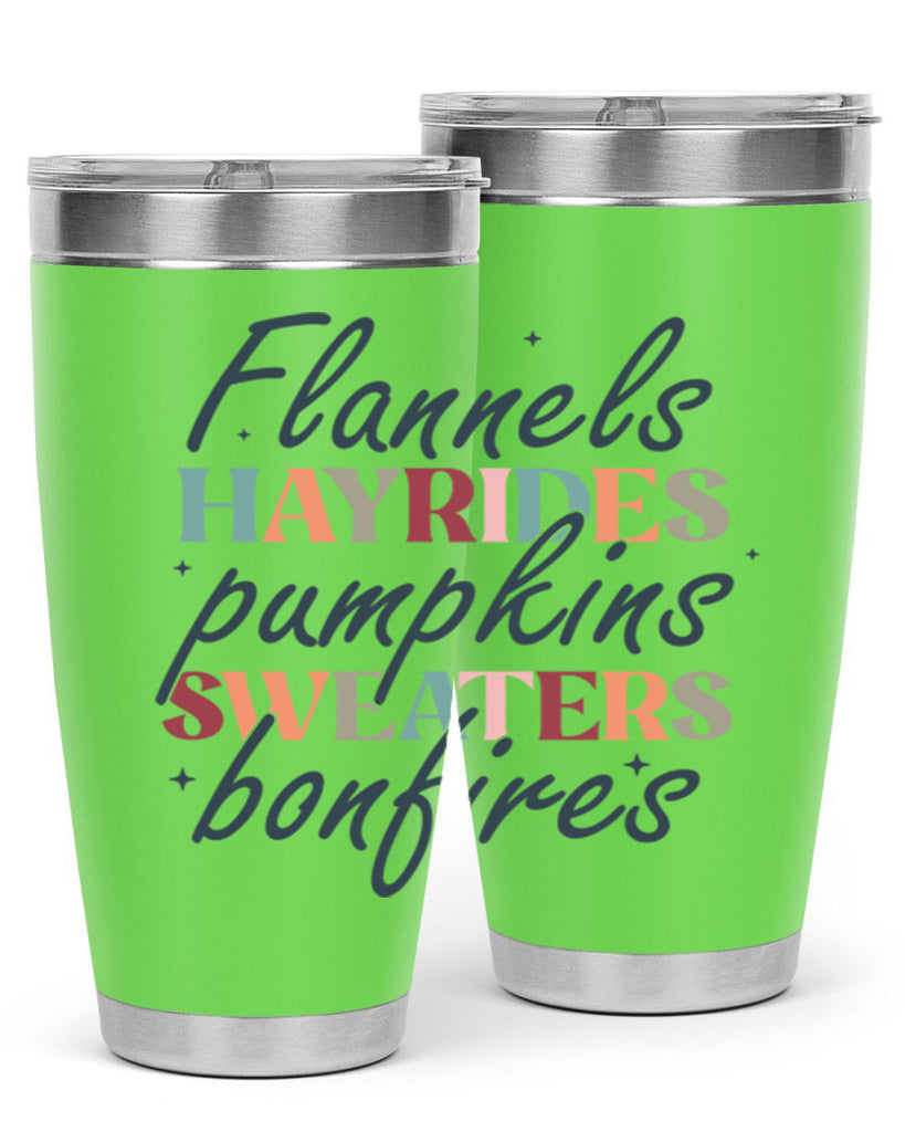 Flannels Hayrides Pumpkins Sweaters Bonfires 184#- fall- Tumbler