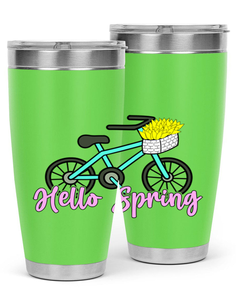 Hello Spring Bicycle with flowers189#- spring- Tumbler