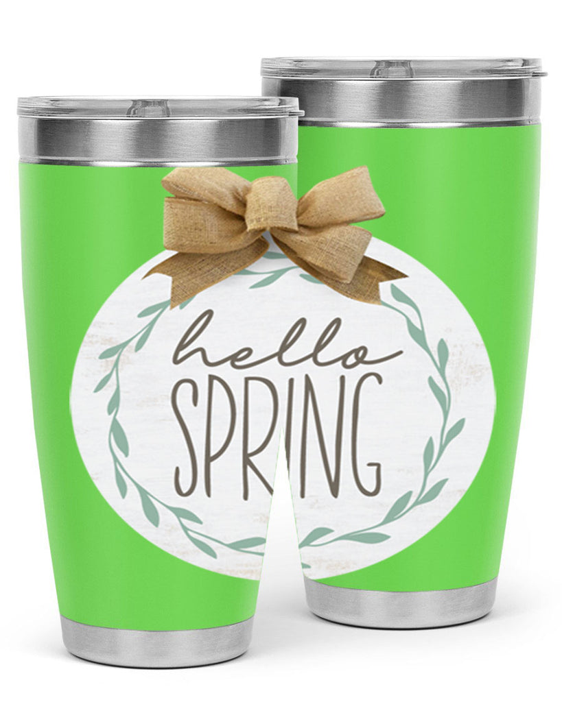 Hello Spring Wreath leaves Mockup209#- spring- Tumbler