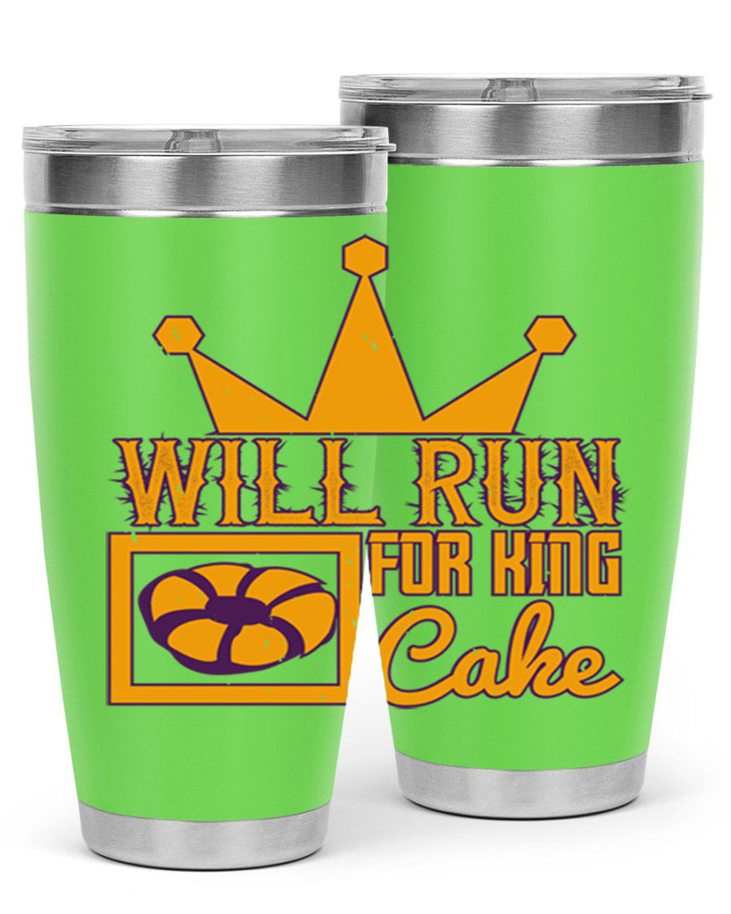 will run for king cake 28#- mardi gras- Tumbler