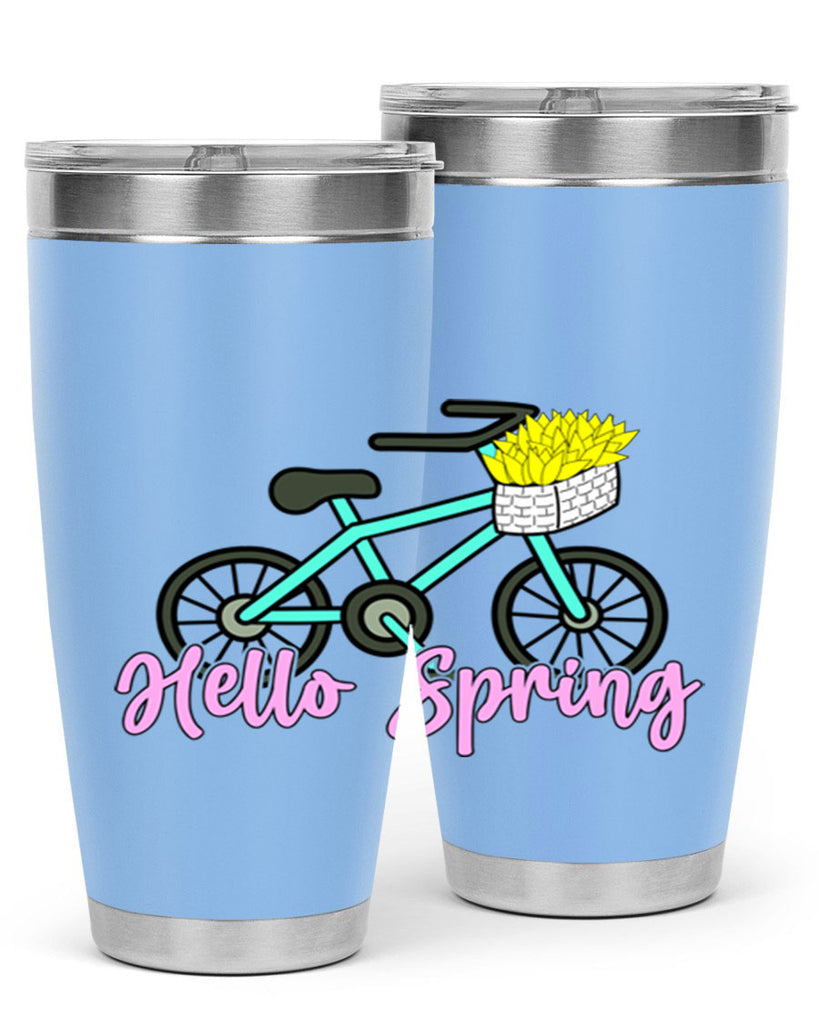 Hello Spring Bicycle with flowers189#- spring- Tumbler