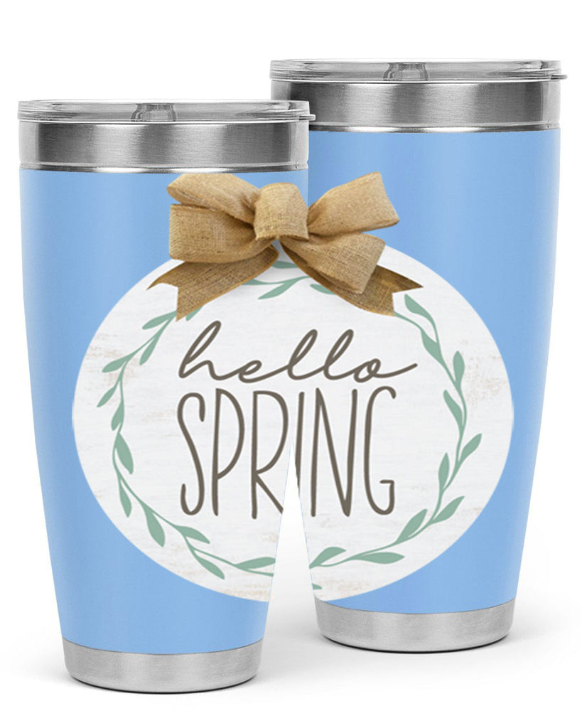 Hello Spring Wreath leaves Mockup209#- spring- Tumbler
