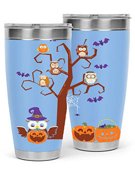Owl With Pumpkin Halloween Tree A TurtleRabbit 16#- owl- Tumblers