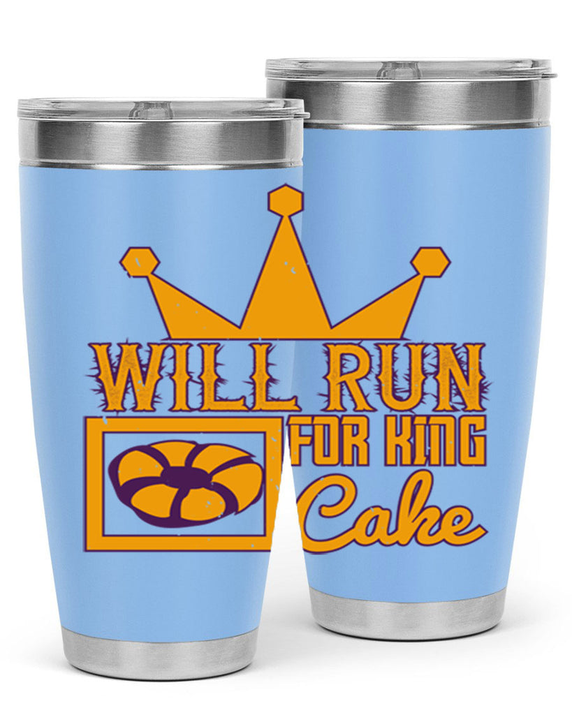 will run for king cake 28#- mardi gras- Tumbler