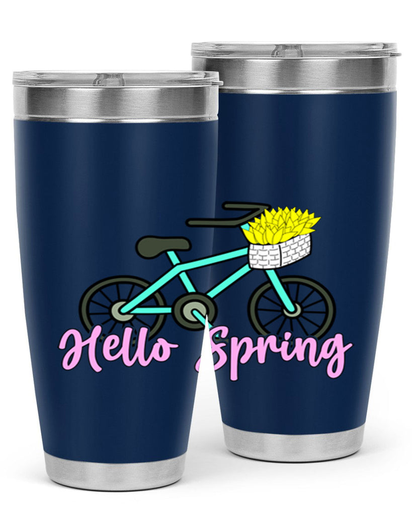 Hello Spring Bicycle with flowers189#- spring- Tumbler