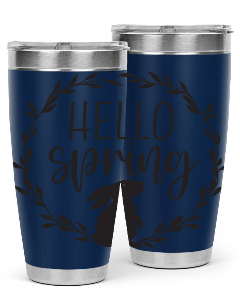Hello Spring Bunny Wreath192#- spring- Tumbler
