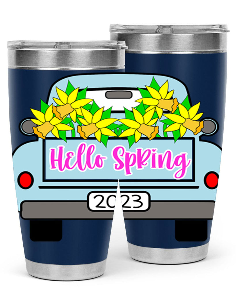 Hello Spring Farm truck with daffodils196#- spring- Tumbler