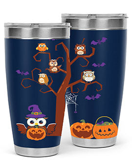 Owl With Pumpkin Halloween Tree A TurtleRabbit 16#- owl- Tumblers