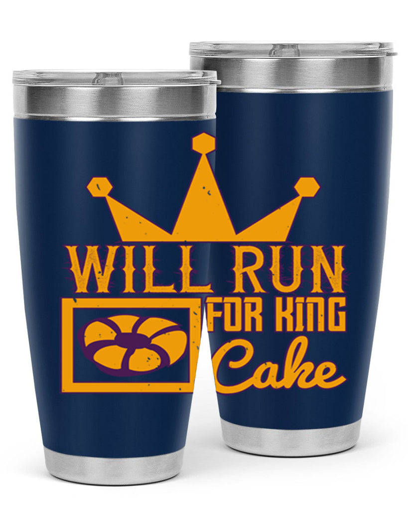 will run for king cake 28#- mardi gras- Tumbler