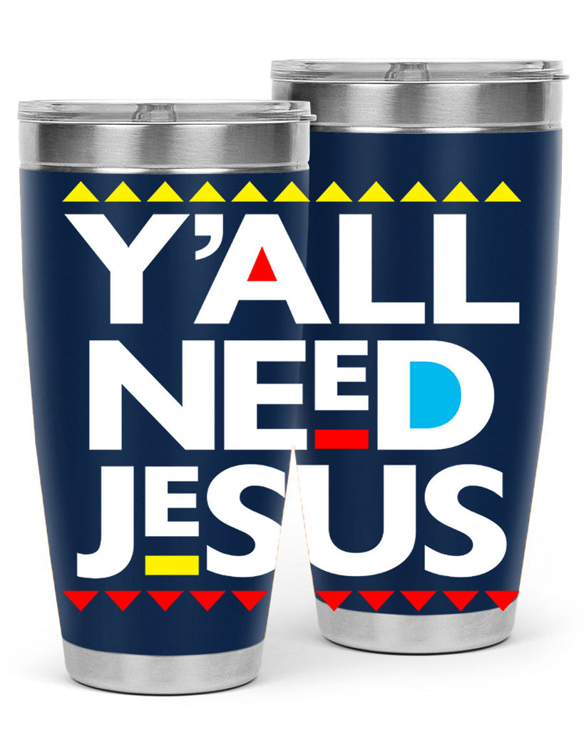 yall need jesus 4#- black words phrases- Cotton Tank