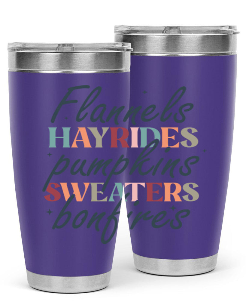 Flannels Hayrides Pumpkins Sweaters Bonfires 184#- fall- Tumbler