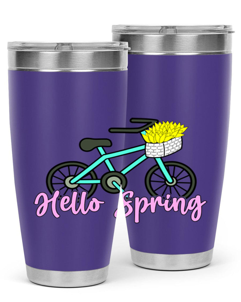Hello Spring Bicycle with flowers189#- spring- Tumbler
