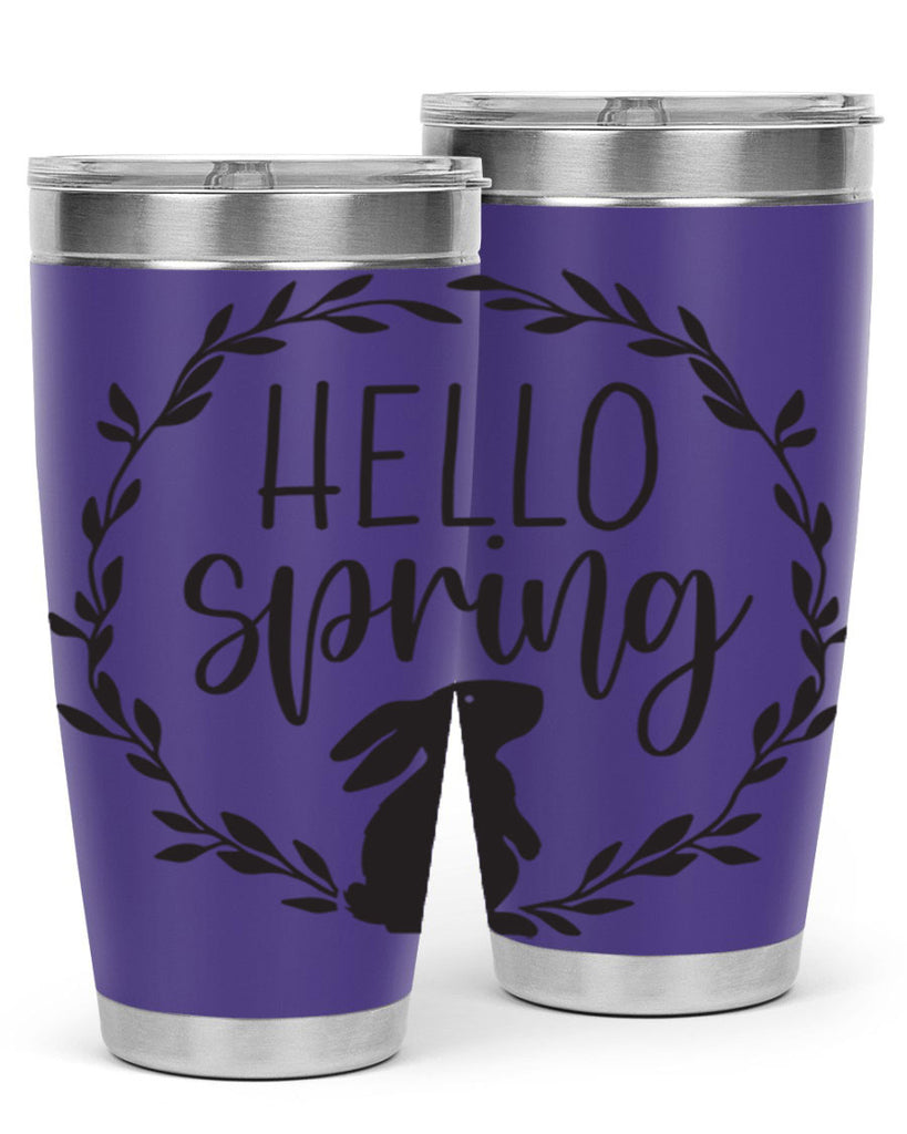 Hello Spring Bunny Wreath192#- spring- Tumbler