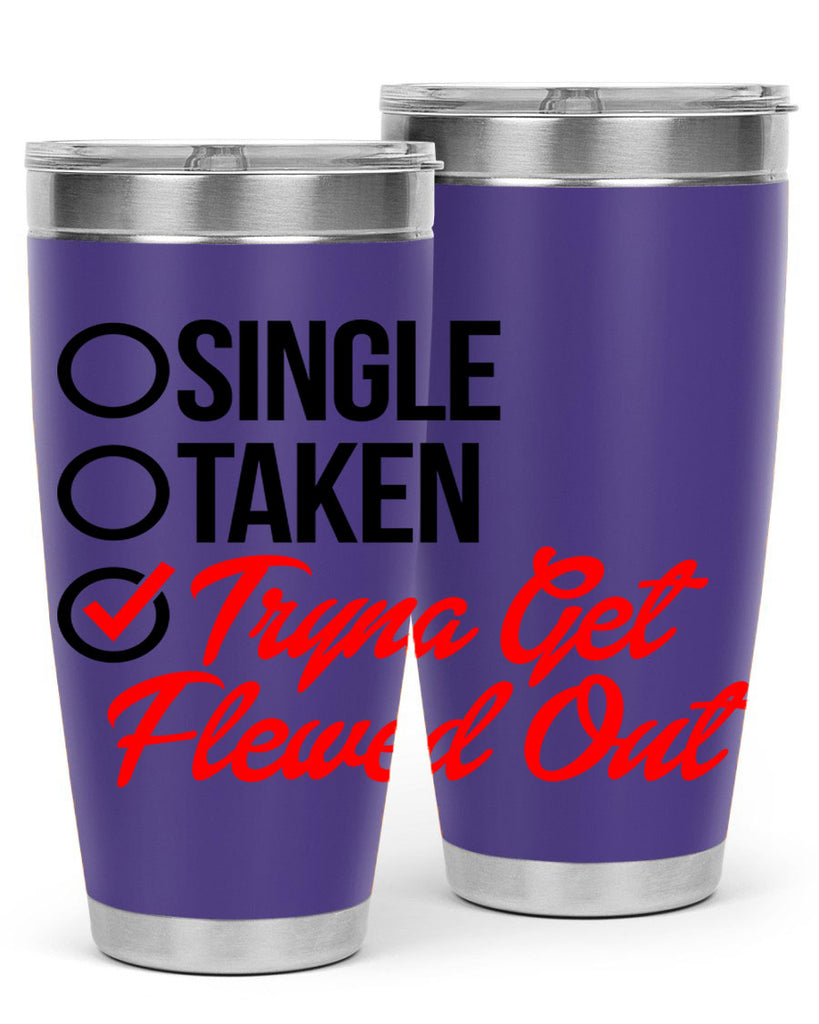 single taken tryna get flewed out 36#- black words phrases- Cotton Tank