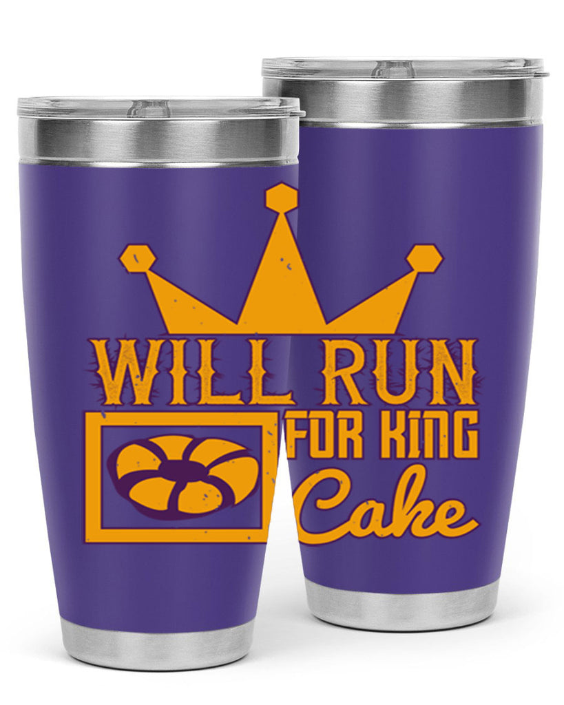will run for king cake 28#- mardi gras- Tumbler