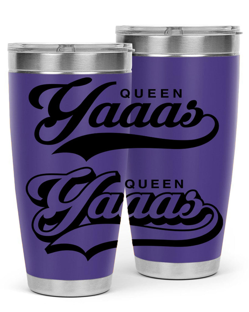 yaaas queen script 5#- black words phrases- Cotton Tank