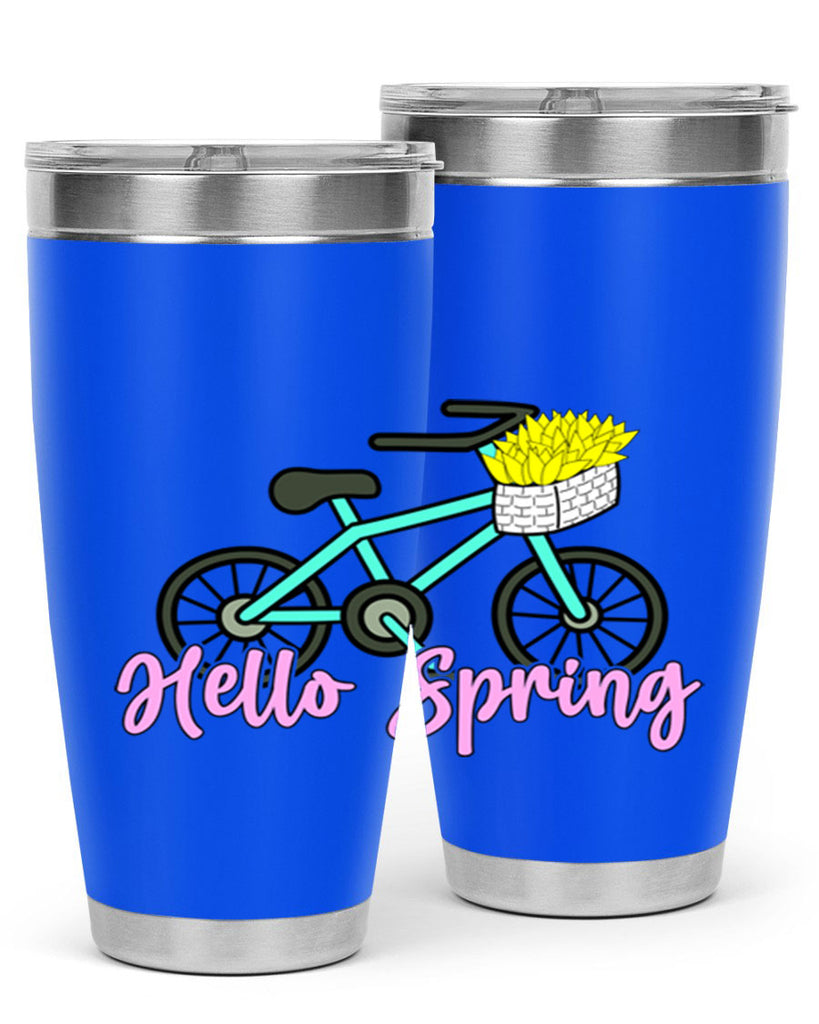 Hello Spring Bicycle with flowers189#- spring- Tumbler