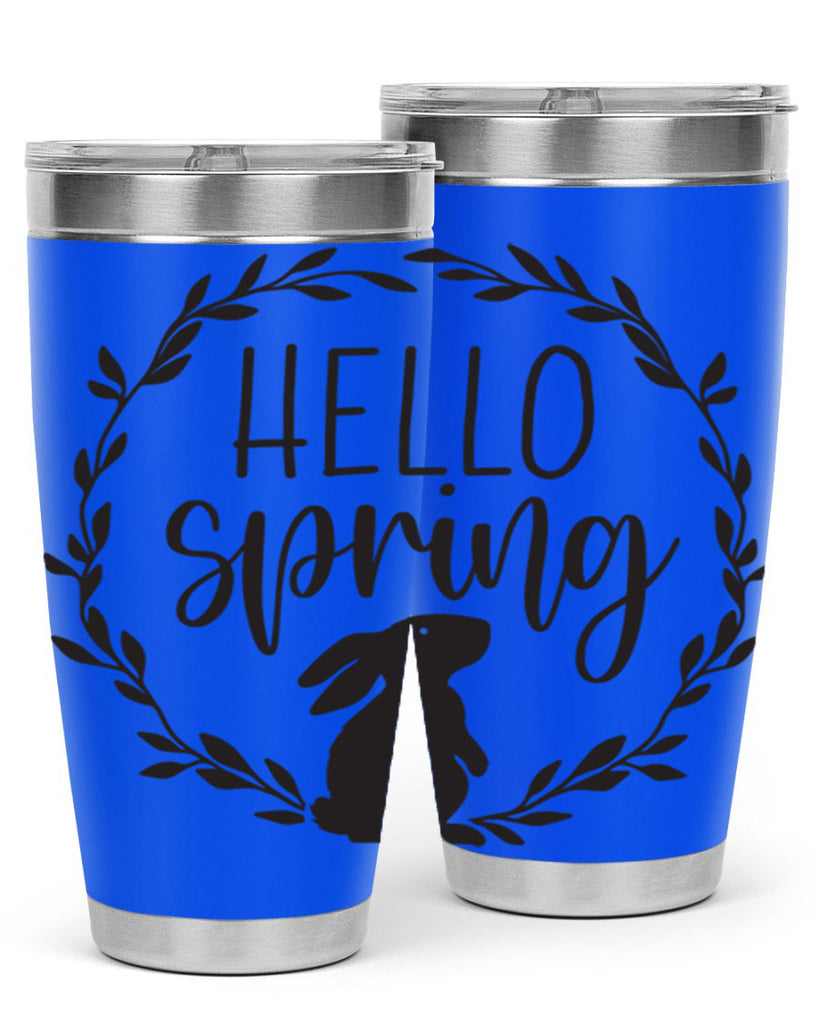 Hello Spring Bunny Wreath192#- spring- Tumbler