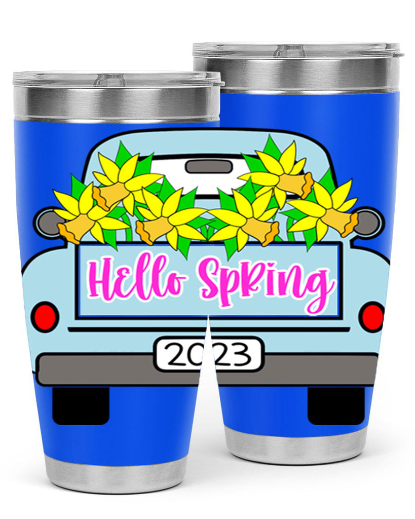 Hello Spring Farm truck with daffodils196#- spring- Tumbler