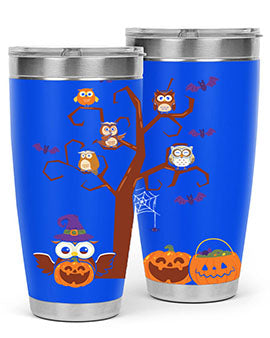 Owl With Pumpkin Halloween Tree A TurtleRabbit 16#- owl- Tumblers