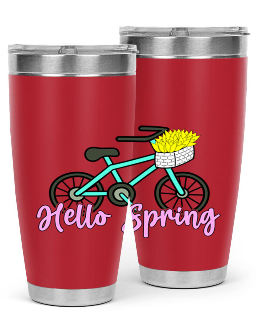 Hello Spring Bicycle with flowers189#- spring- Tumbler