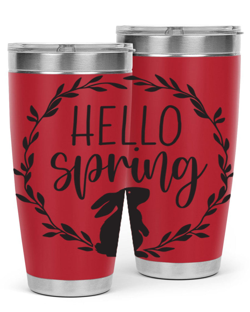 Hello Spring Bunny Wreath192#- spring- Tumbler